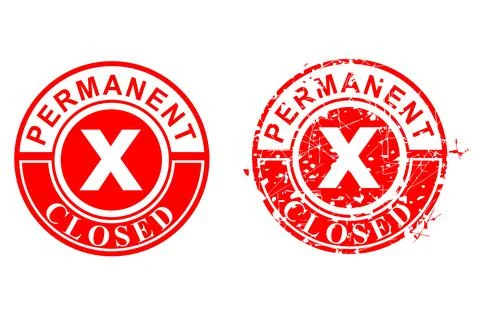 2 Style Vector, Clean and Rust Red Rubber Stamp, Permanent Closed, Isolated o Stock Illustration