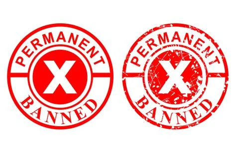 2 Style Vector, Clean and Rust Red Rubber Stamp, Permanent Banned, Isolated o Illustrazione stock