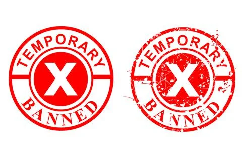 2 Style Vector, Clean and Rust Red Rubber Stamp, Temporary Banned, Isolated o Illustrazione stock