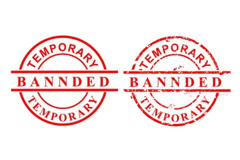 2 Style Vector, Clean and Rust Red Rubber Stamp, Temporary Banned, Isolated o Stock Illustration