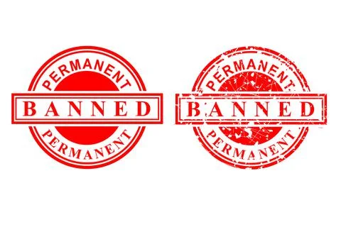 2 Style Vector, Clean and Rust Red Rubber Stamp, Permanent Banned, Isolated o Illustrazione stock