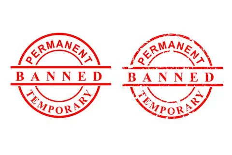 2 Style Vector, Clean and Rust Red Rubber Stamp, Permanent Banned, Isolated o Illustrazione stock