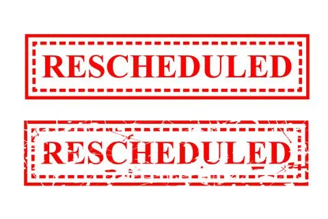 2 Style Vector rusty Red Rectangle Rubber Stamp Effect, Rescheduled, re-sched Stock Illustration