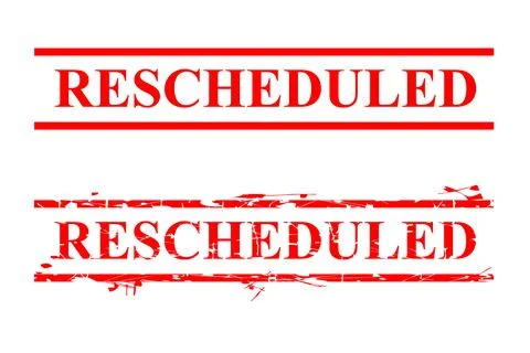 2 Style Vector rusty Red Rectangle Rubber Stamp Effect, Rescheduled, re-sched Stock Illustration