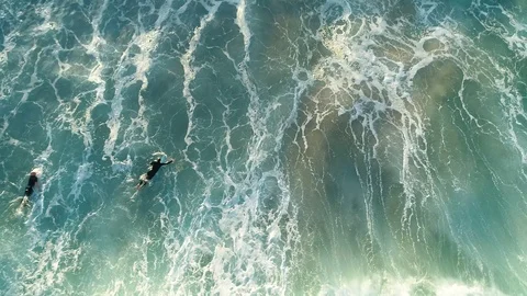 2 surfers paddle out between the sets, 4k 25FPS, NSW, Australia Stock Footage 102357303