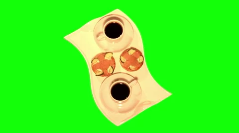 2 tartlets and 2 coffees 01, top shot Stock Footage 45954352