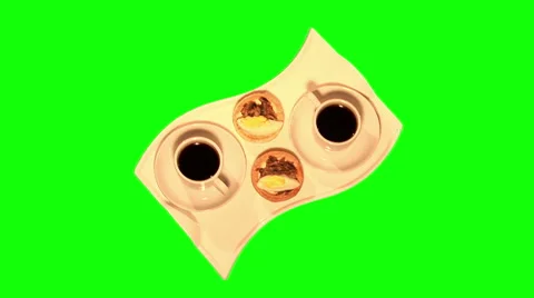 2 tartlets and 2 coffees 03, top shot Stock Footage 45954495