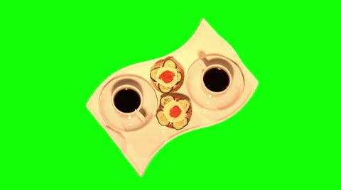 2 tartlets and 2 coffees 05, top shot Stock Footage 45954738