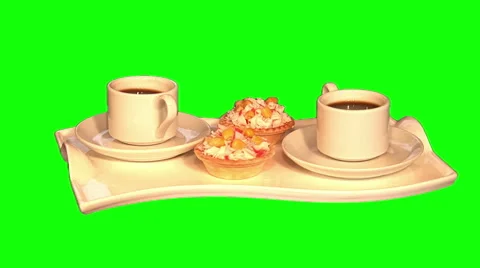 2 tartlets and 2 cups of coffee 02 Video stock 45895037