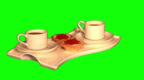 2 tartlets and 2 cups of coffee 03 Stock Footage 45895997