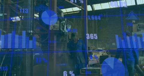 2 techs after plant alert, inspecting, adjusting machine ensuring uptime, blue Stock Footage 331048182