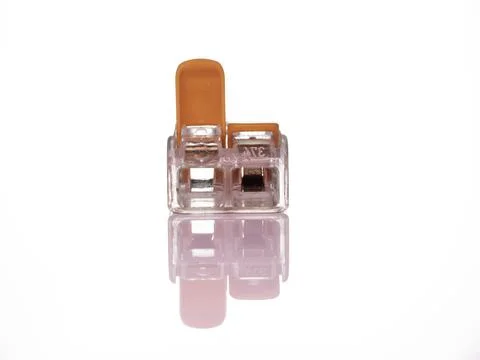 2-terminal splicing connector for stranded and solid wires for electric cable Stock Photos