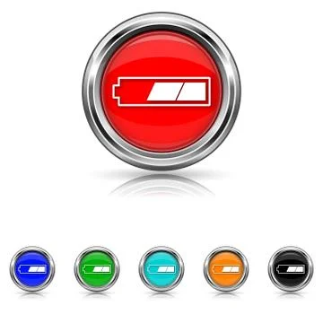 2 thirds charged battery icon - six colours set Stock-Illustration