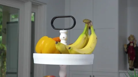 2-Tier Fruit and Vegetable Stand on Kitchen Counter Stock Footage 310854822
