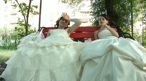 2 tired brides Stock Footage 11223905