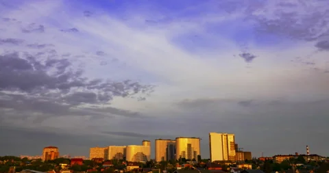 2 town landscape sunset 4KC 24fps Stock Footage 194100516