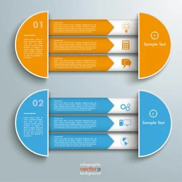2 triple banners half circles Stock Illustration