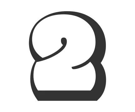 2 two, bubble comic lettering, rounded in graffiti style black and white silh Stock Illustration