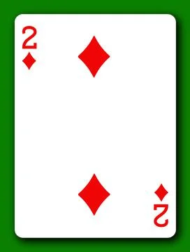 2 Two Deuce of Diamonds playing card with clipping path to remove background and Stock Illustration