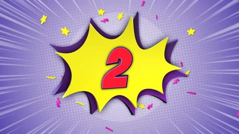 2, Two Number Comic Text Animation, with Alpha Matte, Loop 스톡 동영상 149260219