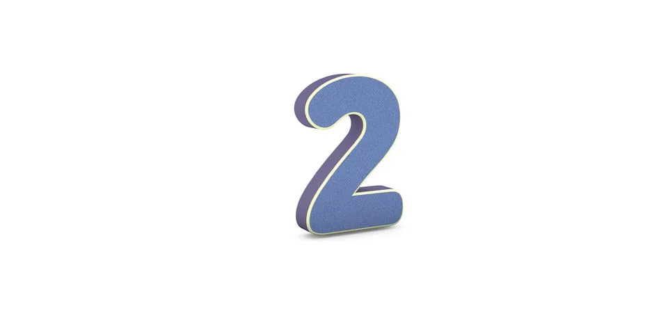 2 Two written 3D text in white background Stock Illustration