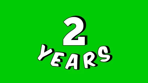 2 two years text animation motion graphics cartoon on green screen Stock Footage 306134953