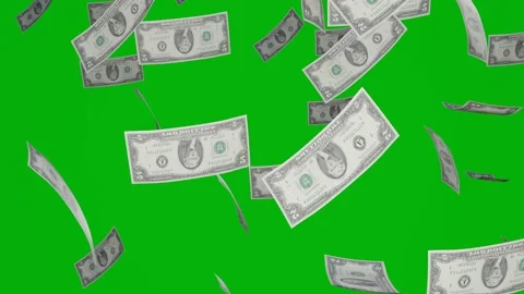 2 US banknotes  falling down on chromakey background Stock Footage 174773640