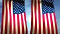 2 USA US Flags Closeup Waving Against Blue Sky CG HD Footage