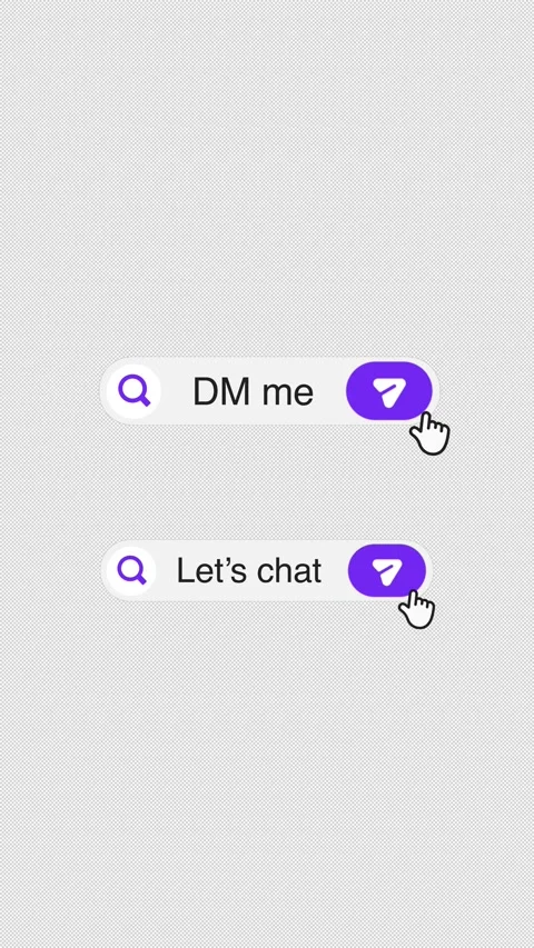 2 Vertical Direct Message Animations - DM me &amp; Let's Chat - Alpha Channel 4K Vidéo 332116889
