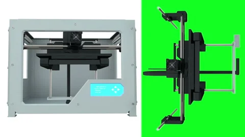 2 video in 1. 3D printing device creating a model. The whole process is speeded. Stockbeeldmateriaal 65459048