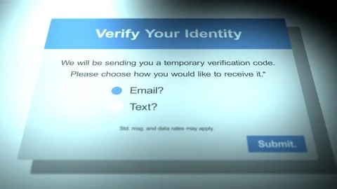 A 2-Way Authentication Box Pops up on Computer Screen for Security Code - Email Illustrazione stock