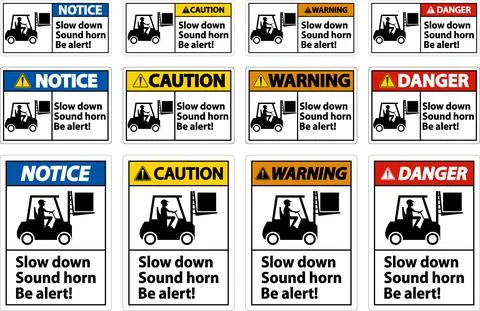 2-Way Slow Down Sound Horn Sign On White Background Stock Illustration