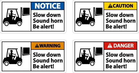 2-Way Slow Down Sound Horn Sign On White Background Stock Illustration