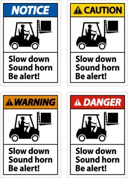 2-Way Slow Down Sound Horn Sign On White Background Stock Illustration