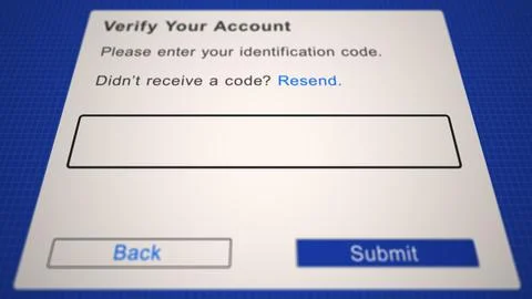 A 2-Way Verification Code Dialog Box for a Computer or App 00179 Fotos de archivo