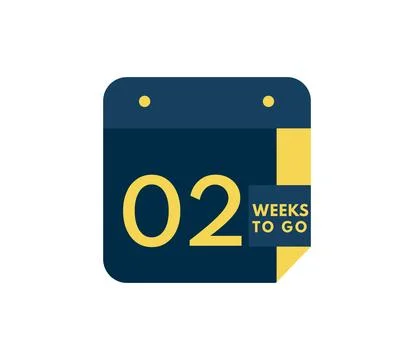 2 Weeks to go calendar icon on white background Illustration