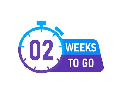 2 Weeks to go labels on white background Stock Illustration