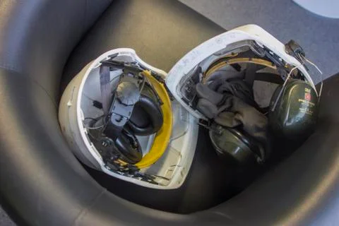2 white helmets Stock Photos