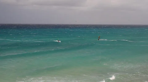2 wind surfers  in Atlantic Stock Footage 39238593