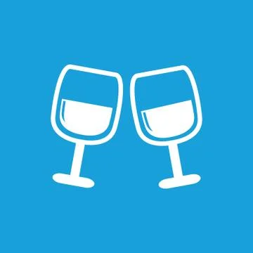 2 wine glasses icon, white Stock-Illustration