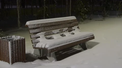 2 Winter night park bench Stock Footage 164603250
