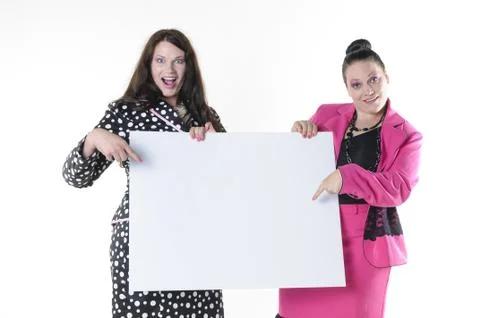 2 XXL models with an empty plate Stock Photos