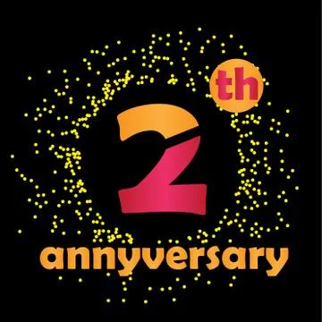 2 Year Anniversary Vector Template Design Illustration - Vector Stock Illustration