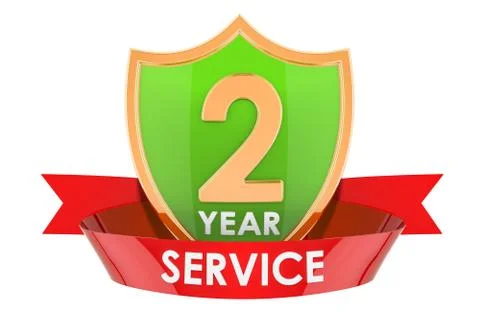 2 year service shield, badge. 3D rendering Stock Illustration