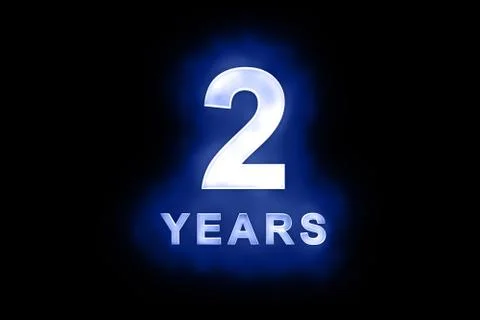 2 years in glowing white numbers on blue Stock Illustration