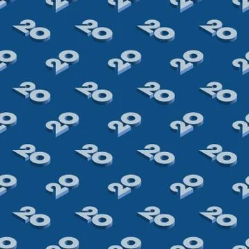 20 20 seamless pattern with classic blue color palette Stock Illustration