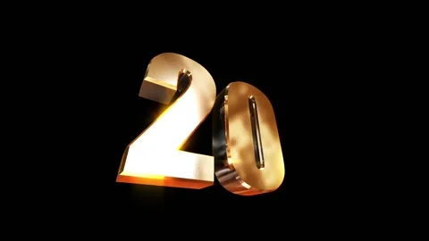 20, 3d golgen text number on black background 스톡 동영상 127600766