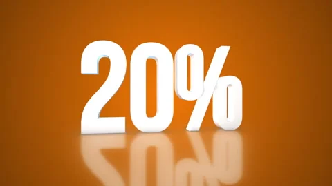 20% 3D Text spinning on an orange background. 360 Looped video. 4K Stockbeeldmateriaal 276684223