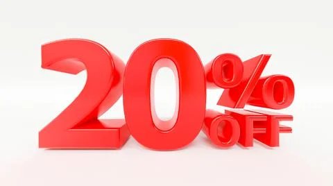 20% off 3d text on white background Stock Illustration