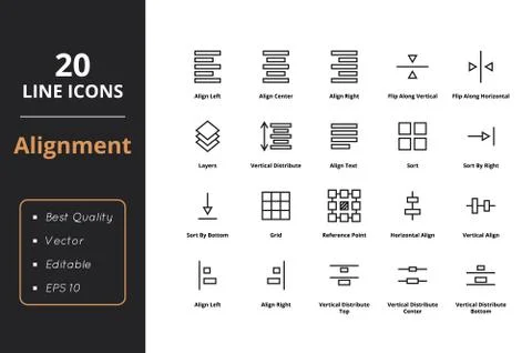 20 Alignment line icons Illustrazione stock